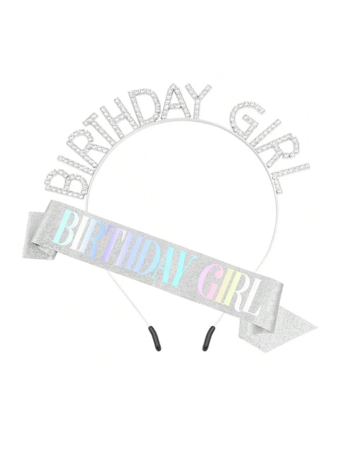 Classic Birthday Girl Ensemble – Elegant Headband and Shimmering Shoulder Strap Set