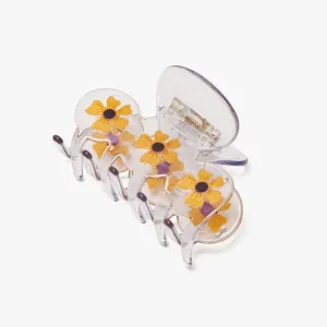 Clear Acetate Hair Claw with Yellow Flowers