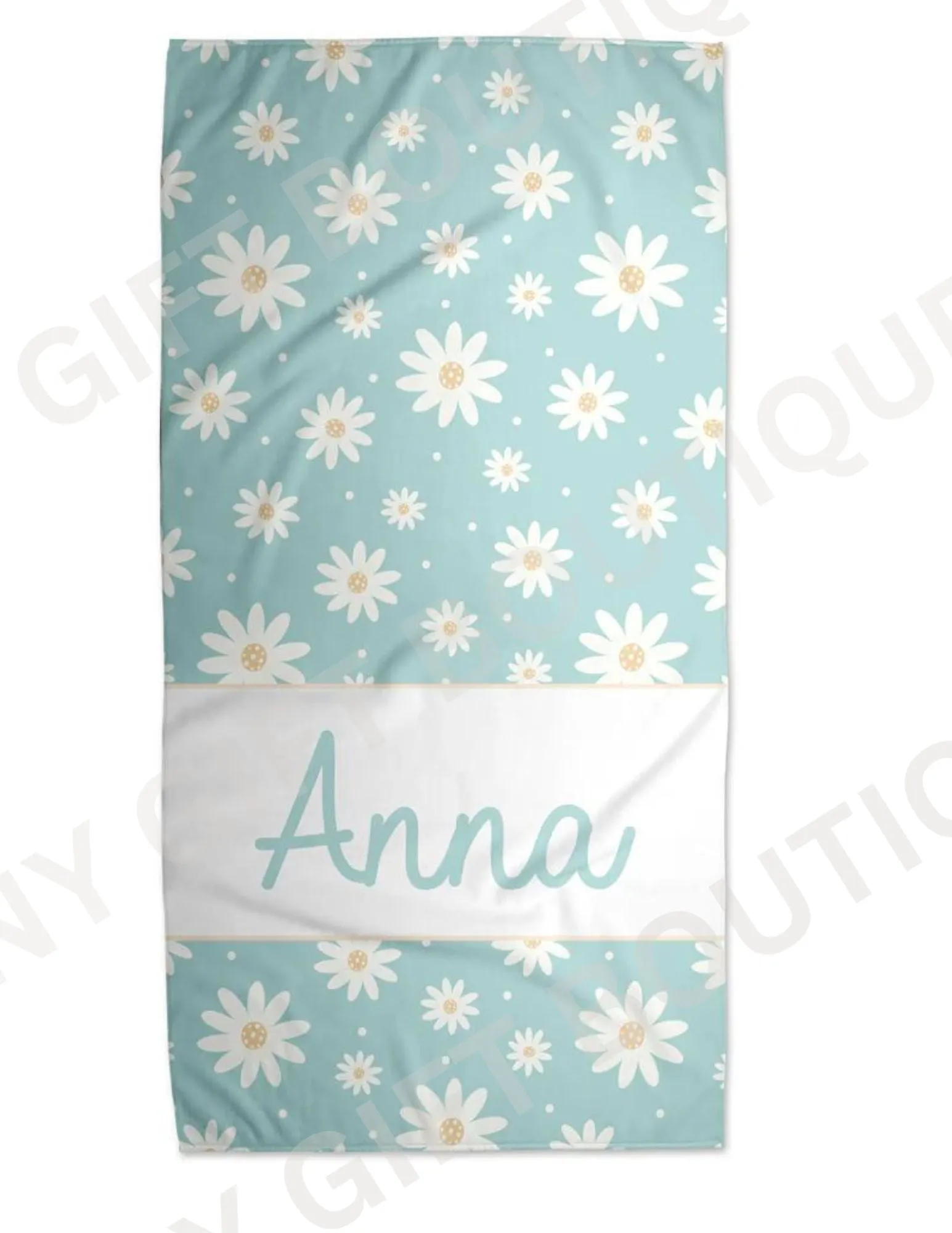 Clear Blue Skies Daisy Personalized Beach Towel