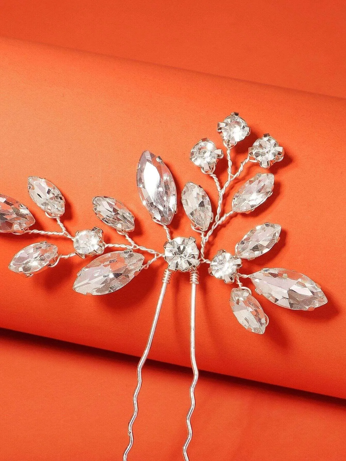 Clear Rhinestone Crystal 3 PC Hairpin Set, Bridal Wire Hair Pins, Wedding Crystal Hairpiece Set