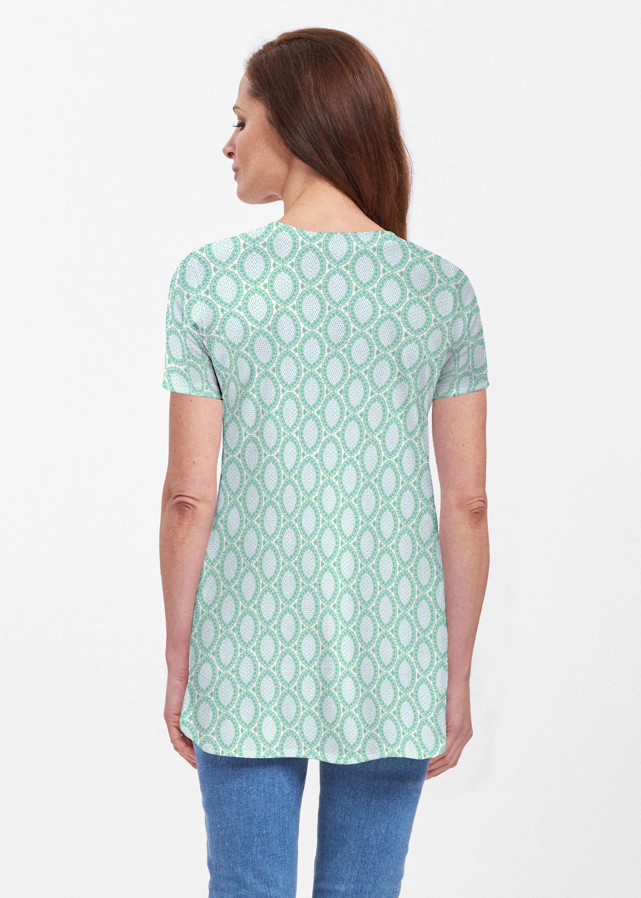 Coastal Lace Green (7686) ~ Butterknit Short Sleeve Tunic