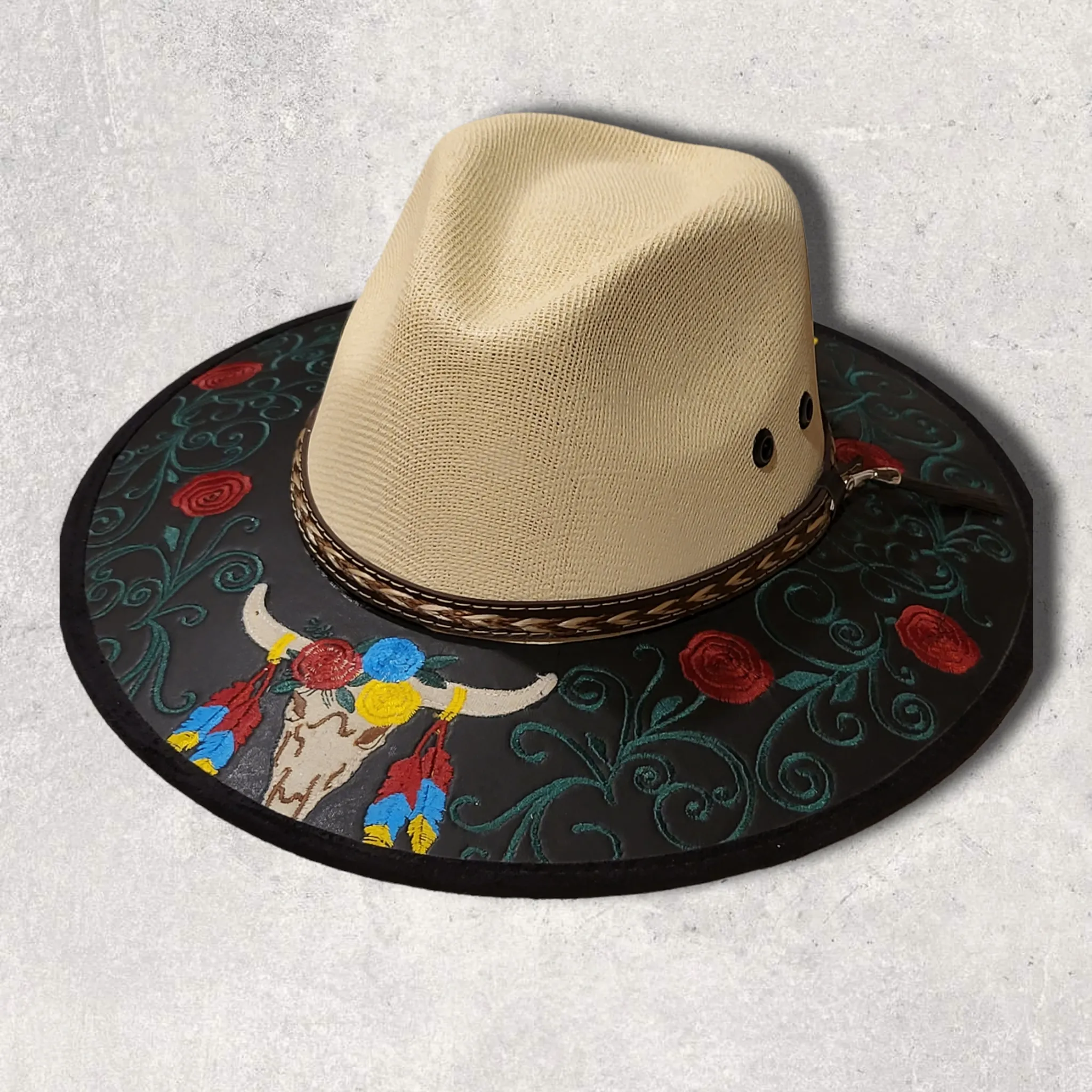 Cow Skull Embroidered Cowboy Hat