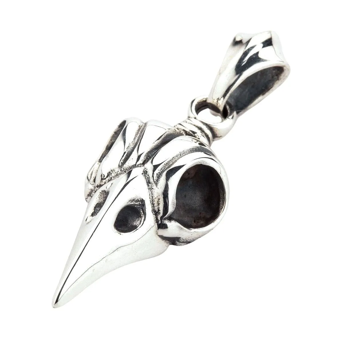 Crow Skull Bone Sterling Silver Gothic Pendant