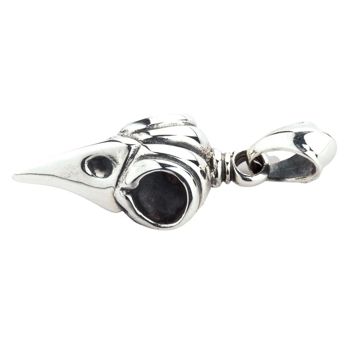 Crow Skull Bone Sterling Silver Gothic Pendant