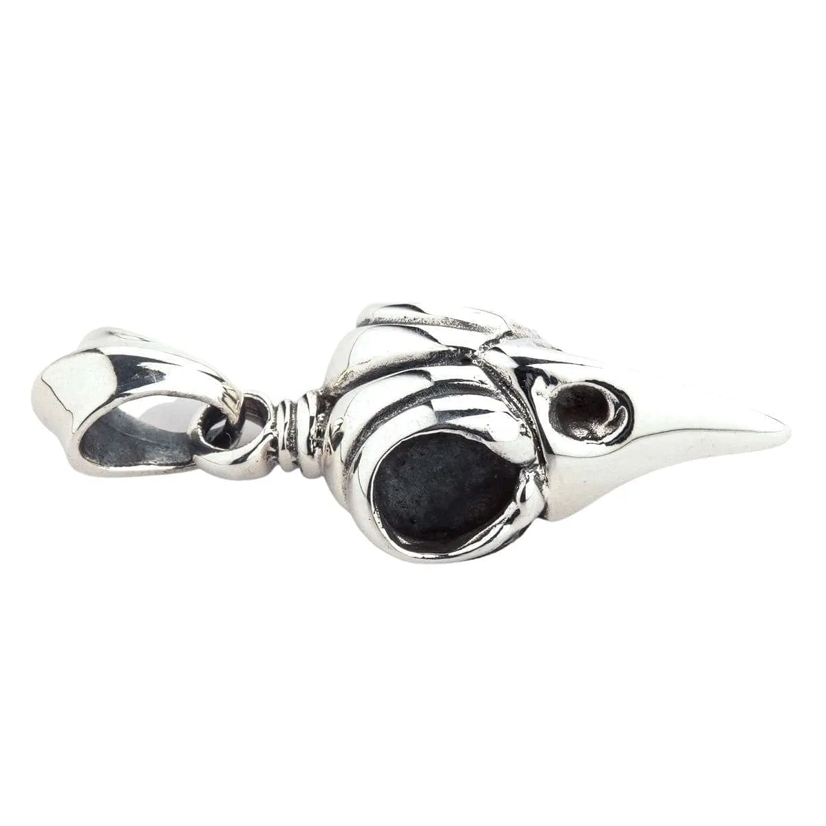 Crow Skull Bone Sterling Silver Gothic Pendant