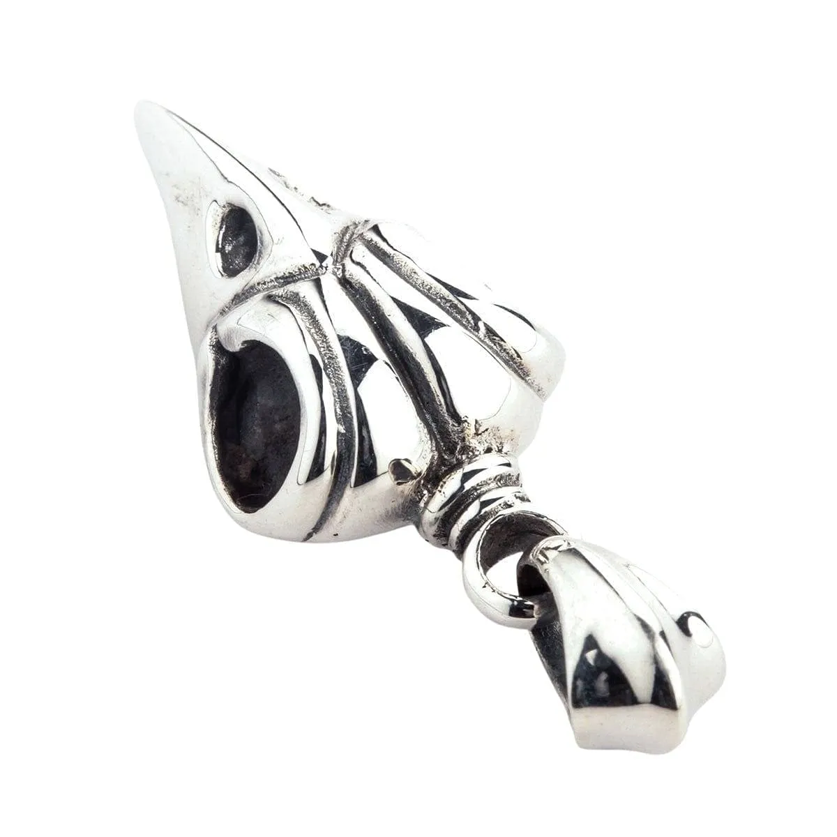 Crow Skull Bone Sterling Silver Gothic Pendant