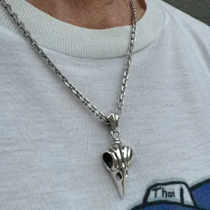 Crow Skull Bone Sterling Silver Gothic Pendant