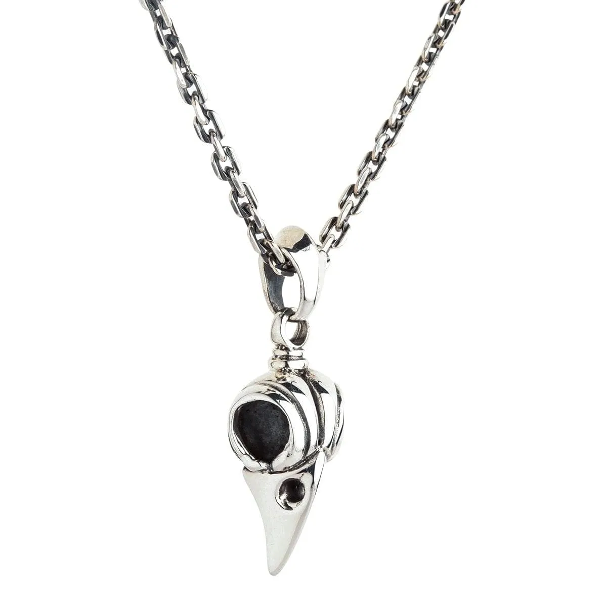 Crow Skull Bone Sterling Silver Gothic Pendant