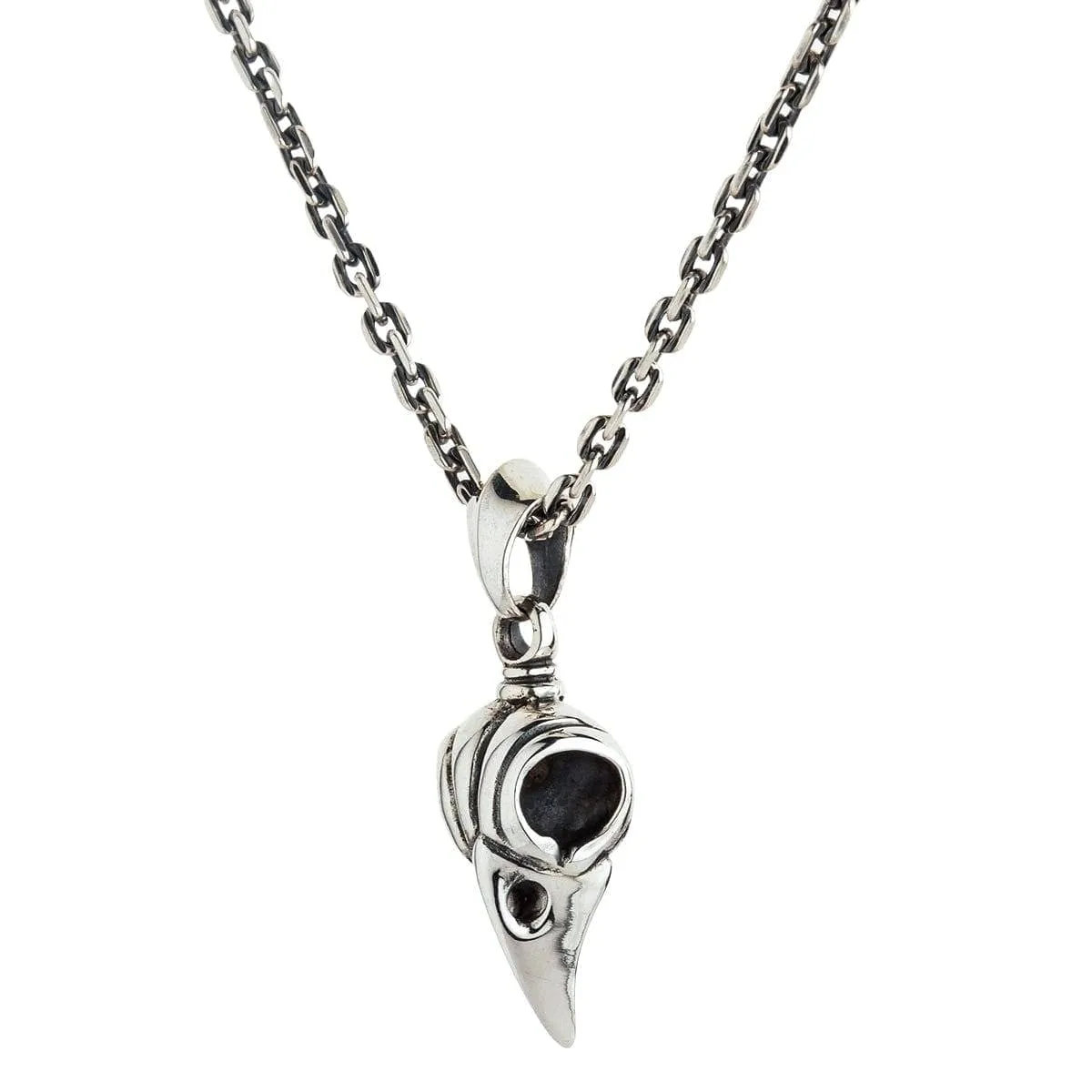 Crow Skull Bone Sterling Silver Gothic Pendant