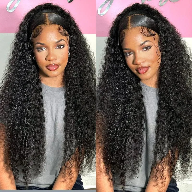 Curly Hair 360 Full Lace Frontal Wig Thick Human Hair Wig Free Part Natual Black