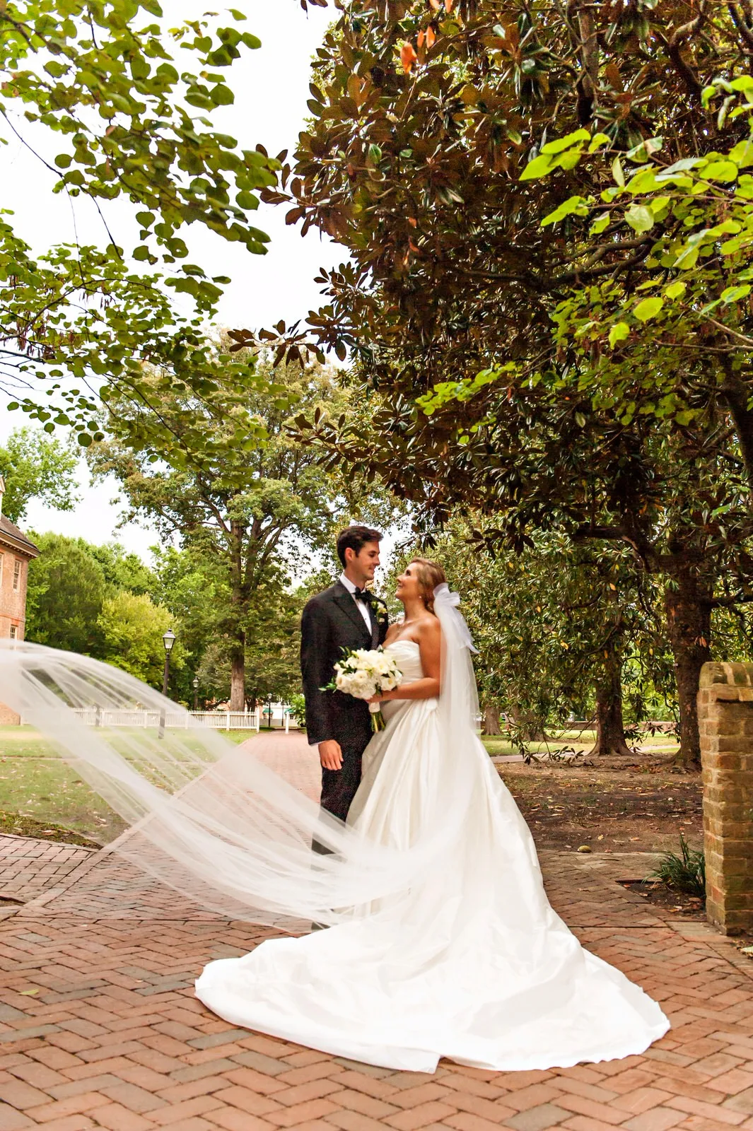 Custom Monogrammed Cathedral Veil with Interlocking Cursive Embroidered Initials