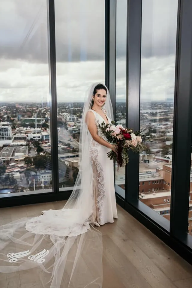 Custom Monogrammed Cathedral Veil with Interlocking Cursive Embroidered Initials