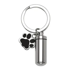 Cylinder & Paw Charm Cremation Keychain