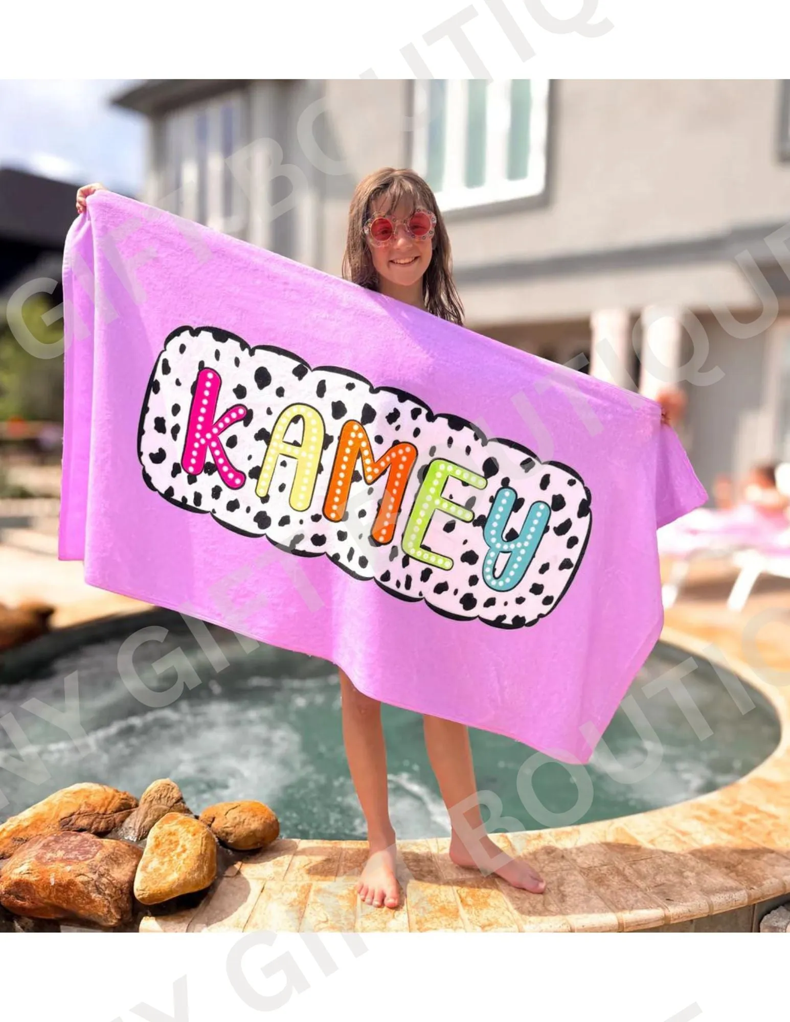 Dalmatian Dots Personalized Beach Towels