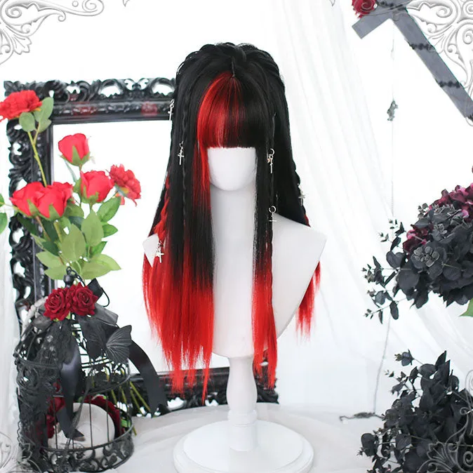 Dark Loli Black Red Long Wig SD01464