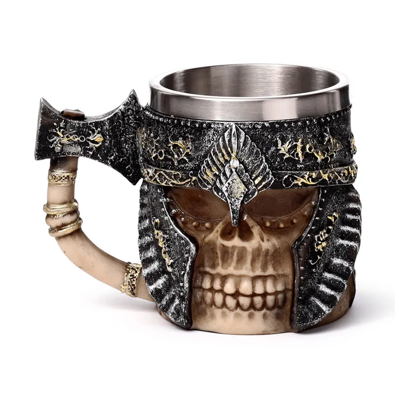 Decorative Tankard - Axe Handle Armoured Skull