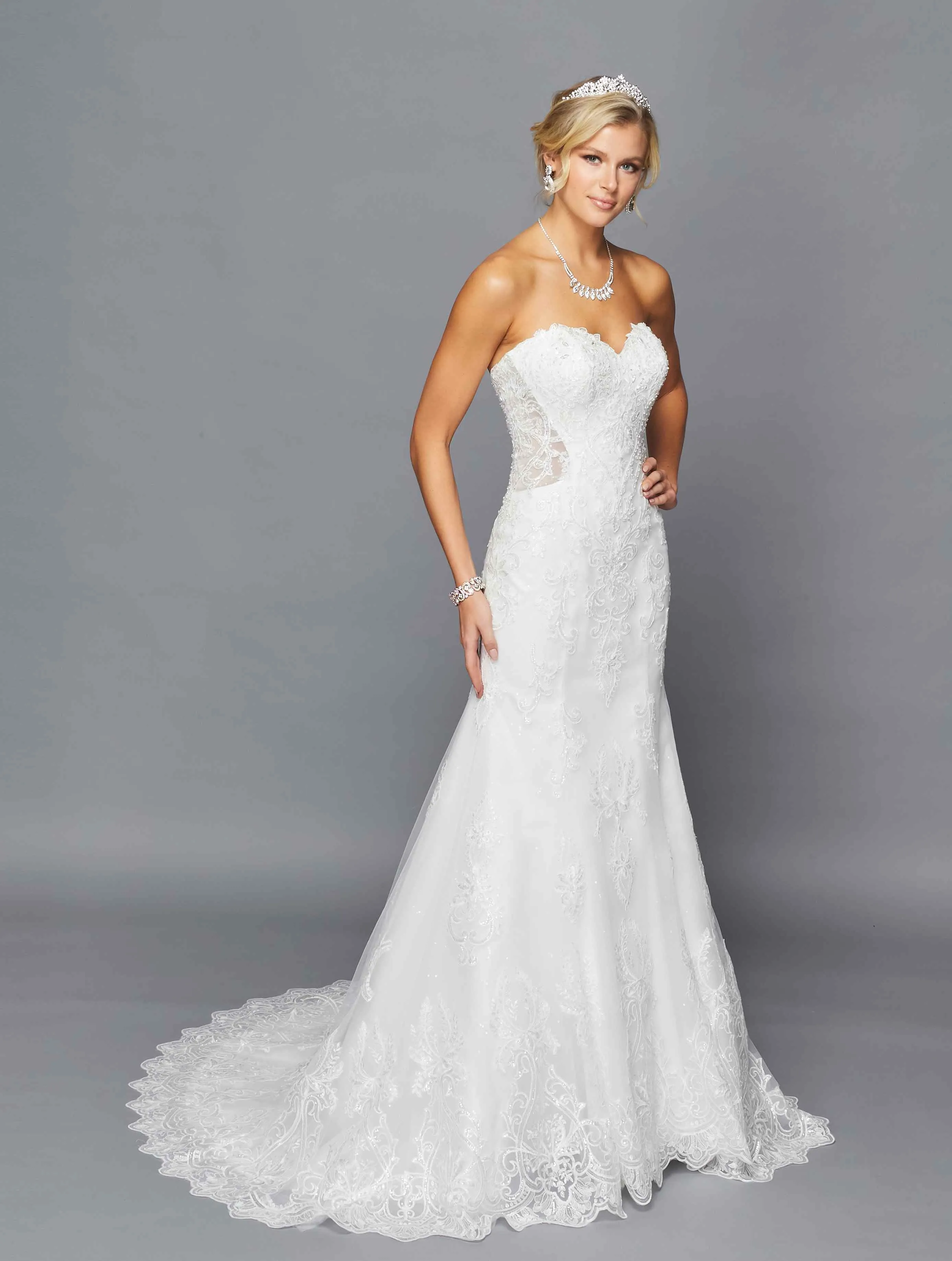 DeKlaire Bridal 430 Strapless Sweetheart Neckline Sheer Trumpet Mermaid Wedding Dress
