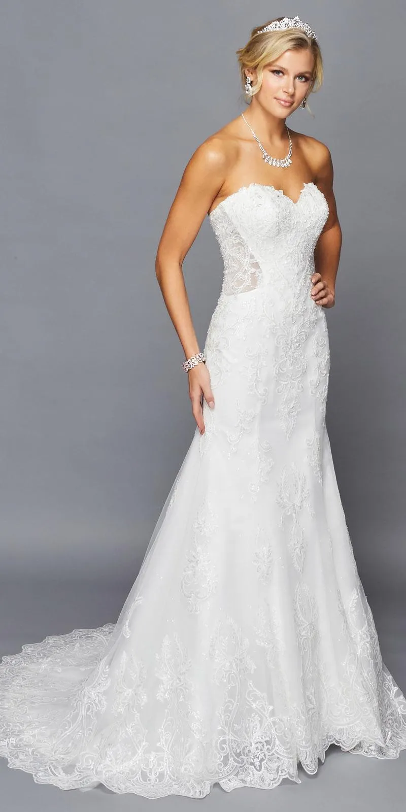 DeKlaire Bridal 430 Strapless Sweetheart Neckline Sheer Trumpet Mermaid Wedding Dress