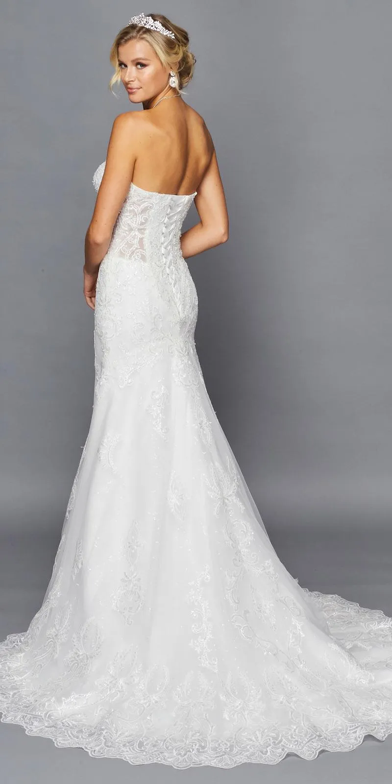 DeKlaire Bridal 430 Strapless Sweetheart Neckline Sheer Trumpet Mermaid Wedding Dress