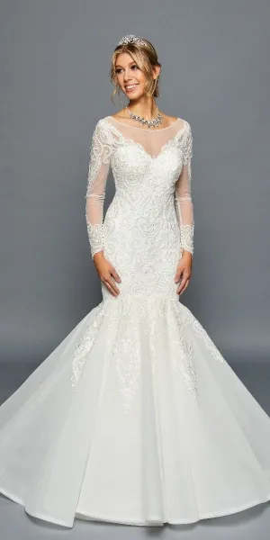 DeKlaire Bridal 459 Mermaid Court Train Wedding Dress