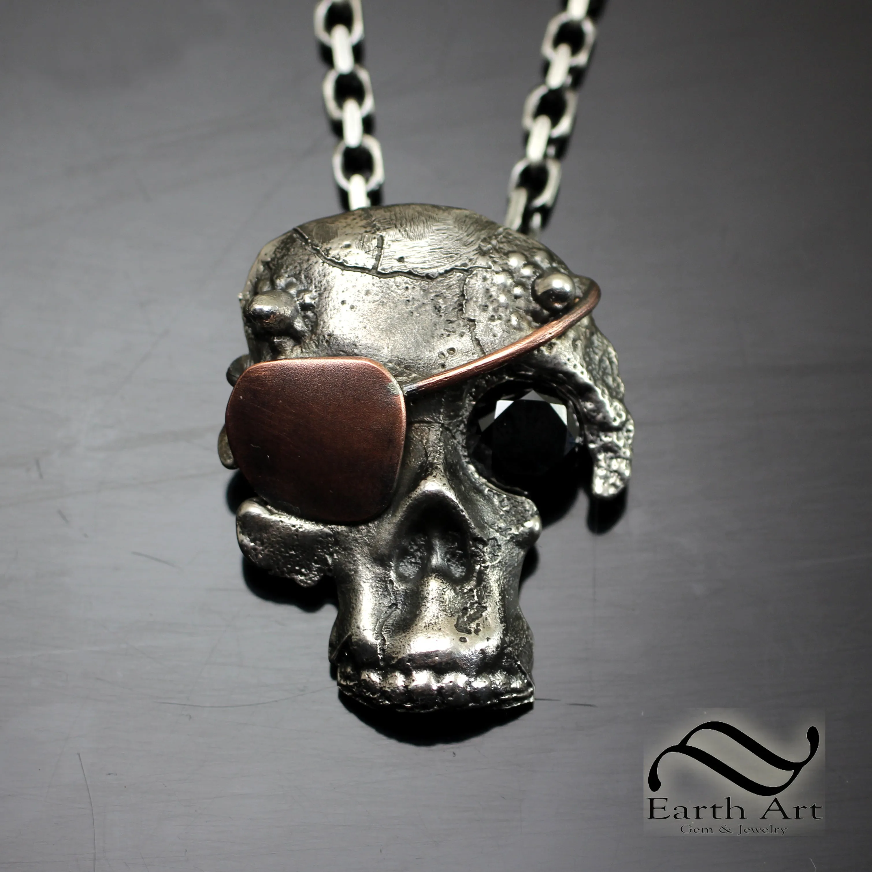 Demon Pirate Skull Pendant - Sterling silver