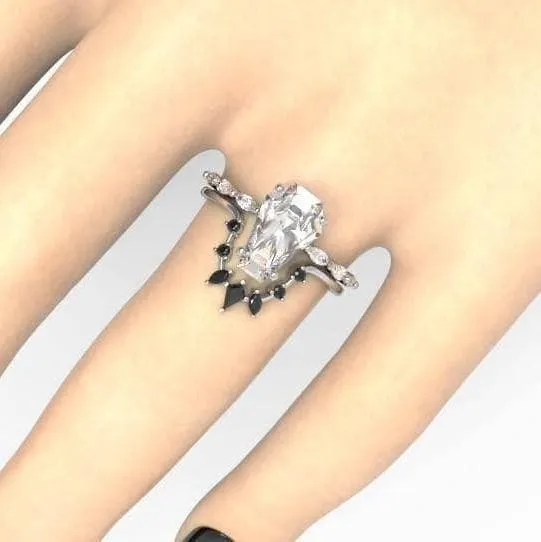 Devoted To You- Limited Coffin Cut Diamond Gothic Ring Set