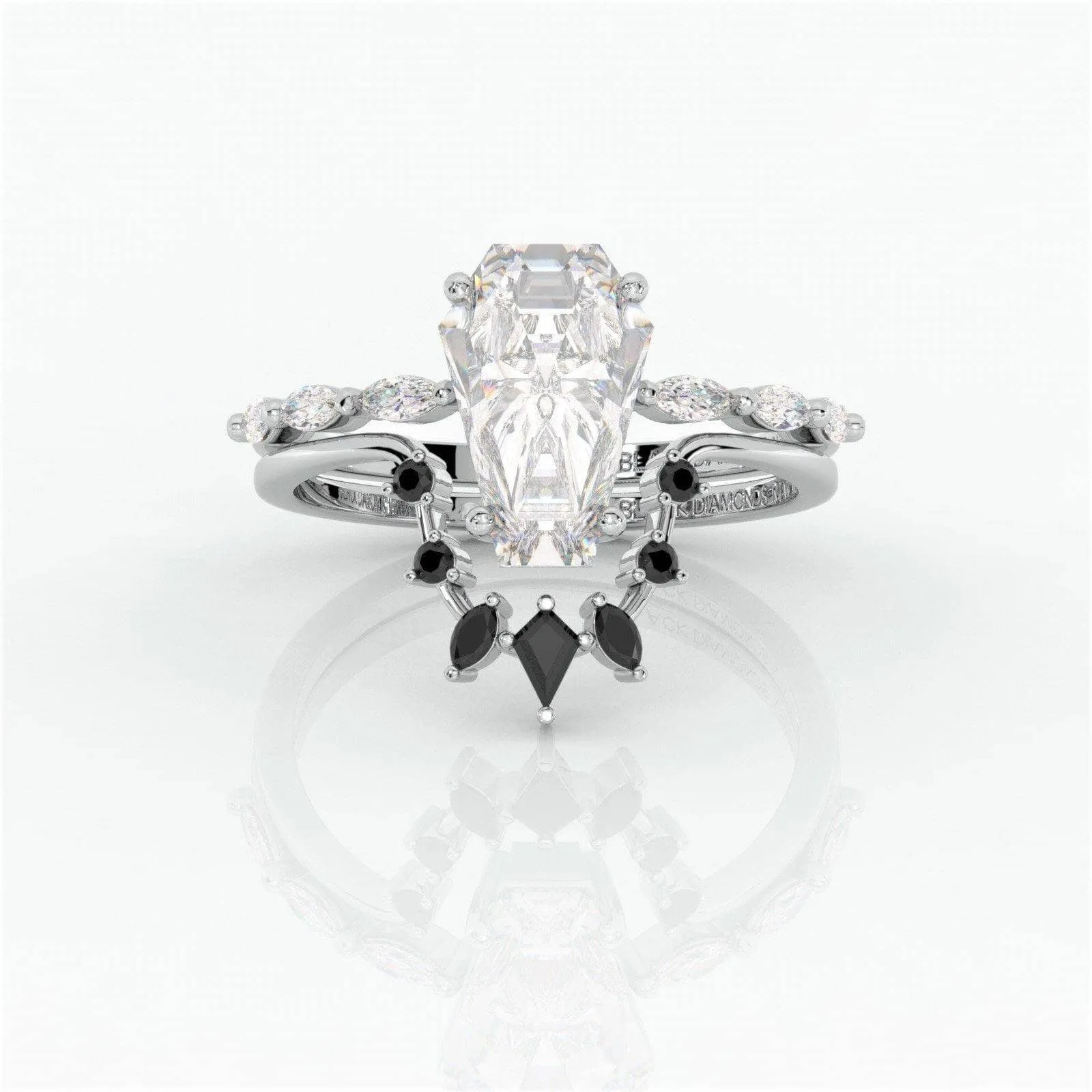 Devoted To You- Limited Coffin Cut Diamond Gothic Ring Set