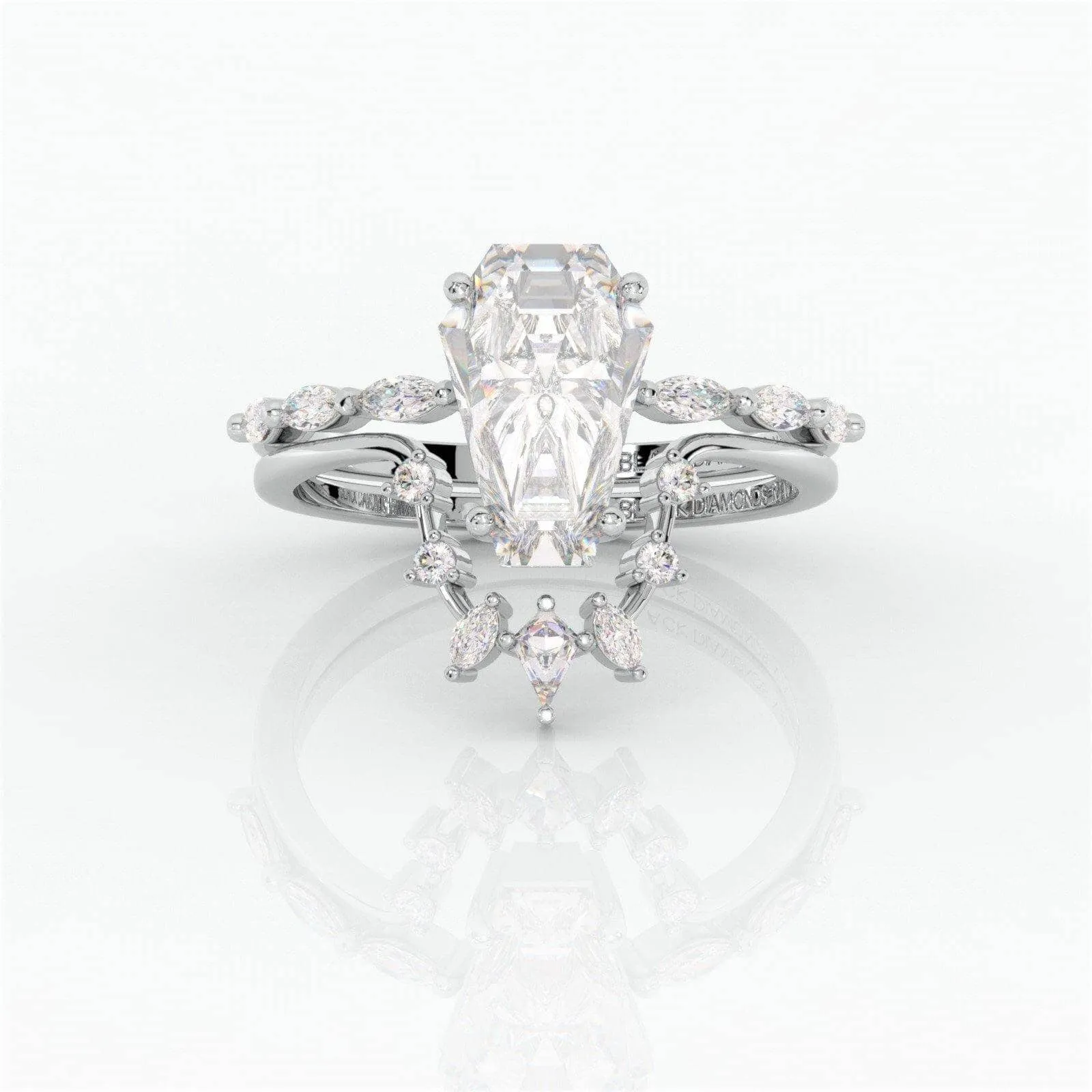Devoted To You- Limited Coffin Cut Diamond Gothic Ring Set