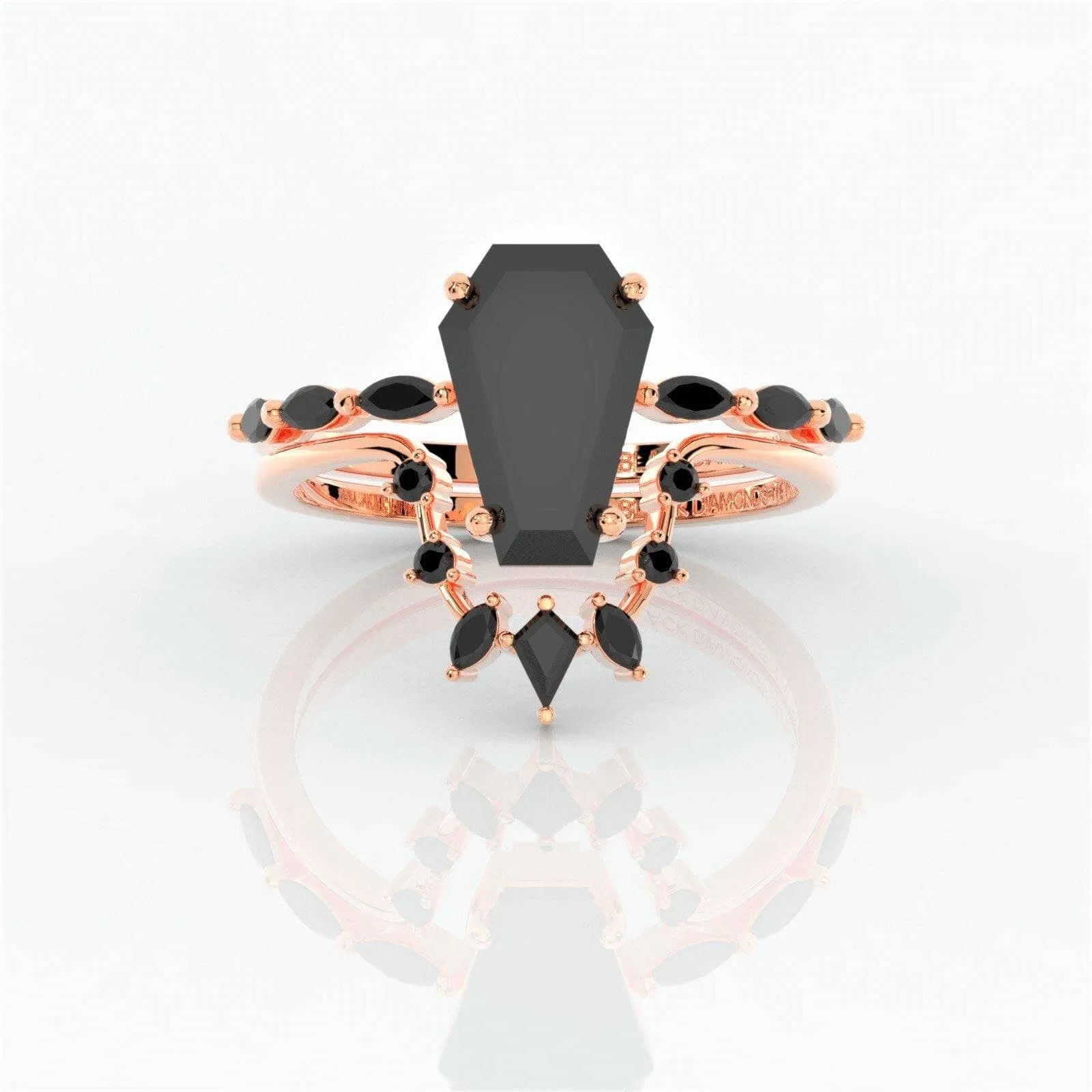 Devoted To You- Limited Coffin Cut Diamond Gothic Ring Set