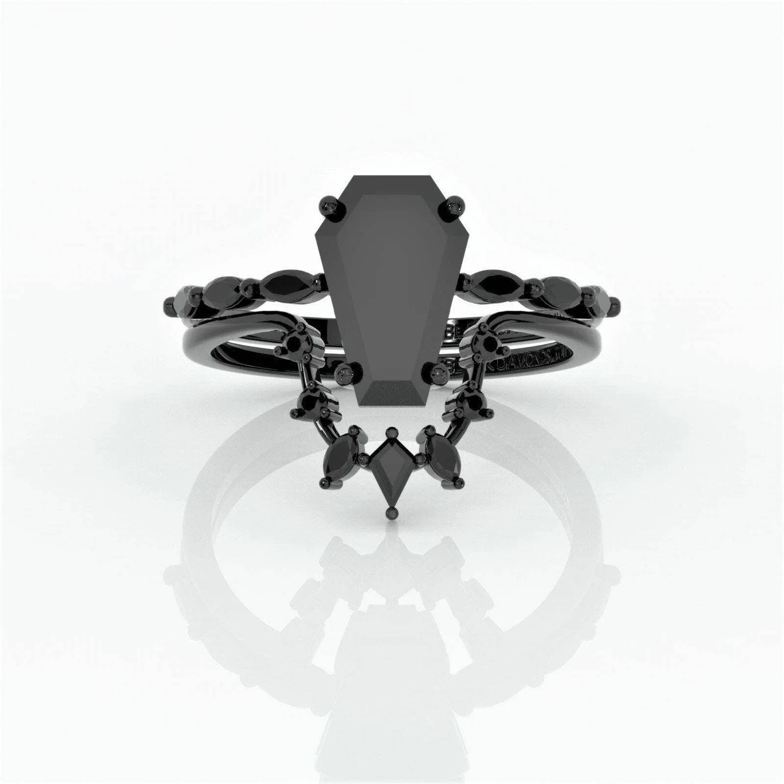 Devoted To You- Limited Coffin Cut Diamond Gothic Ring Set