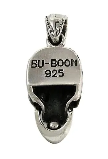 Diamond Eyes Rider Skull Sterling Silver Pendant