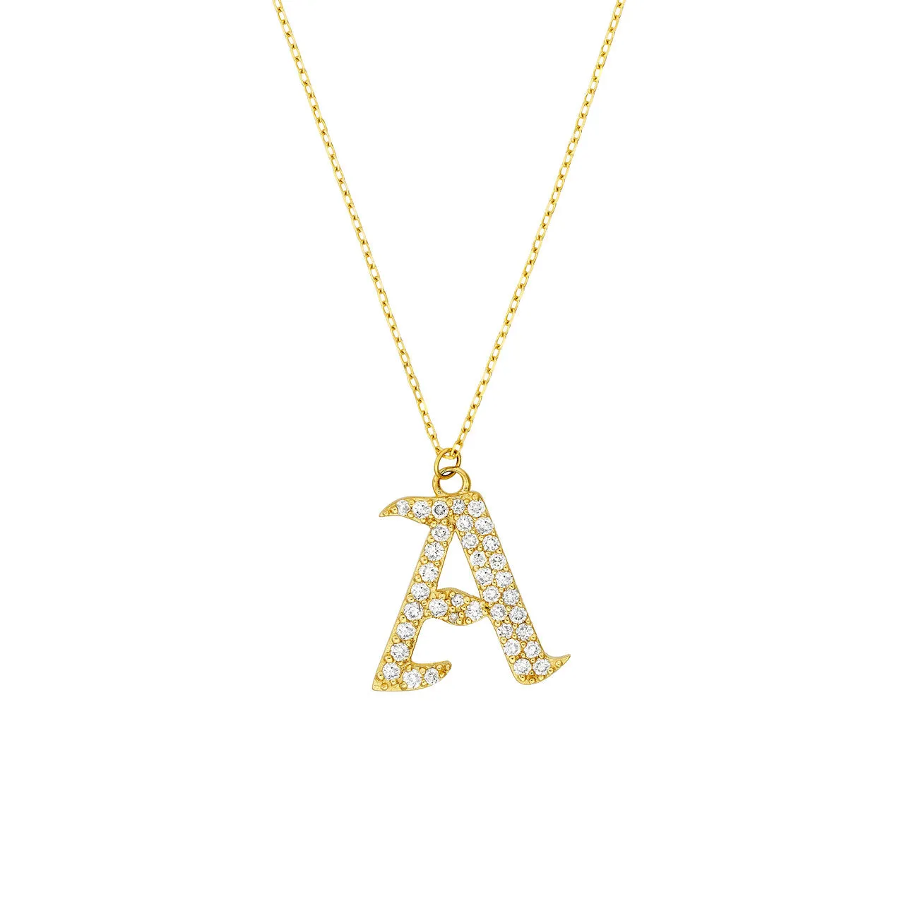 Diamond Gothic 'A' Necklace