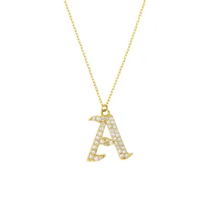 Diamond Gothic 'A' Necklace