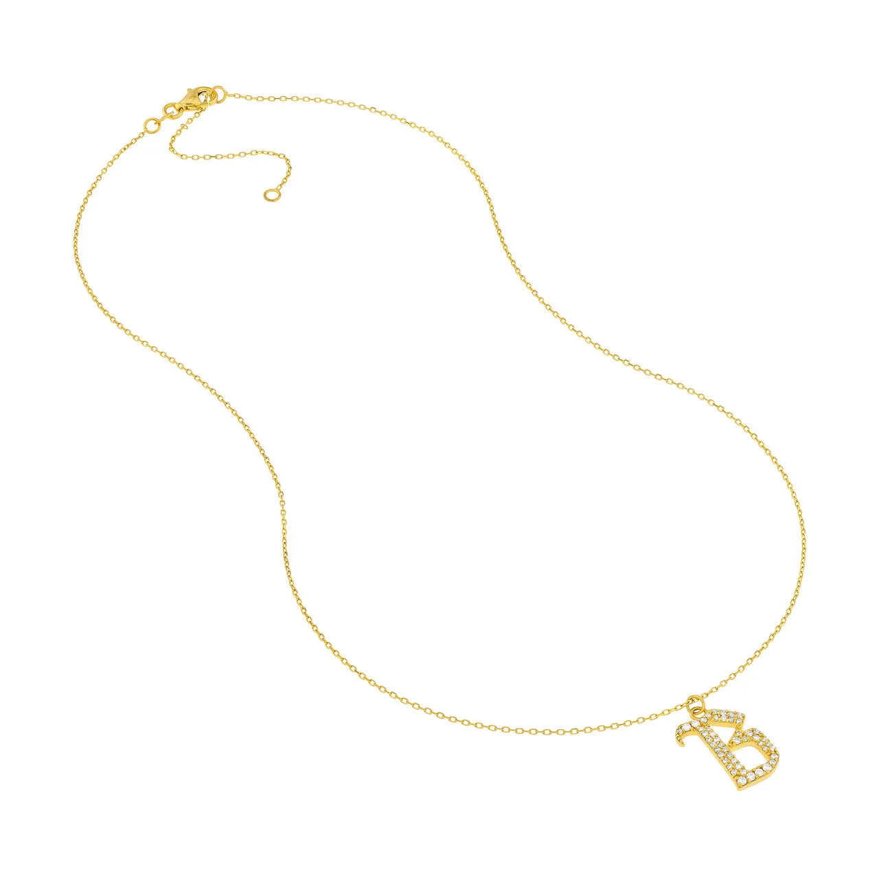 Diamond Gothic 'B' Necklace