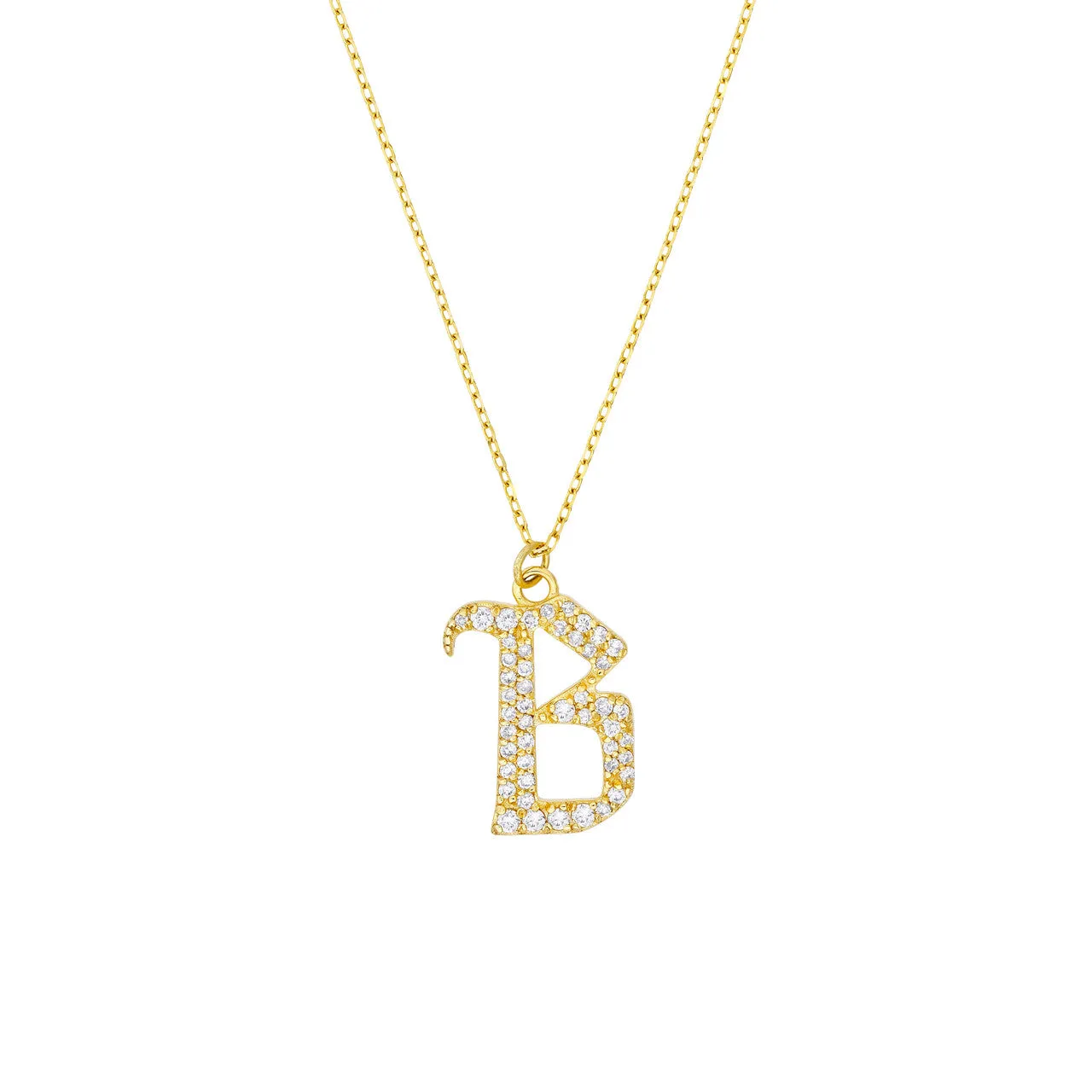 Diamond Gothic 'B' Necklace