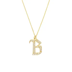 Diamond Gothic 'B' Necklace