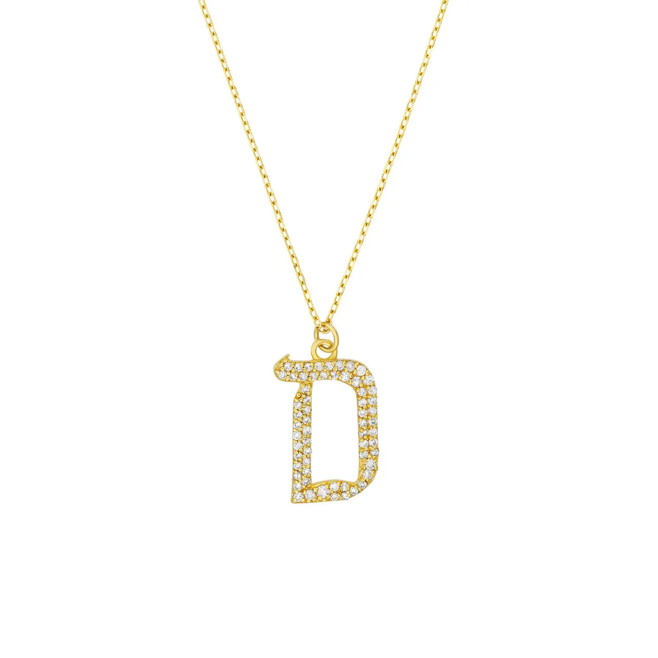 Diamond Gothic 'D' Necklace