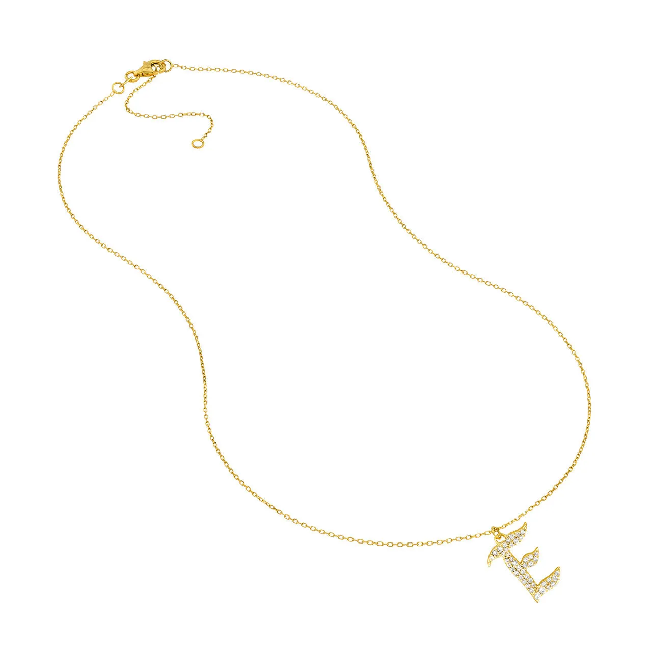 Diamond Gothic 'E' Necklace