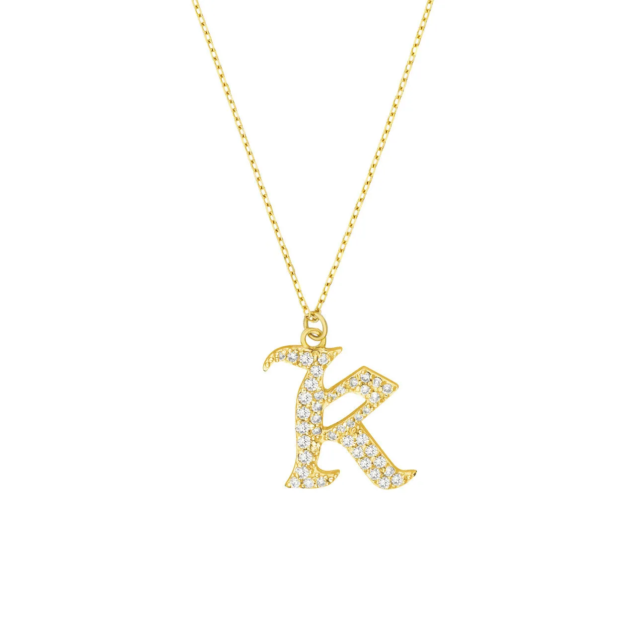 Diamond Gothic 'K' Necklace