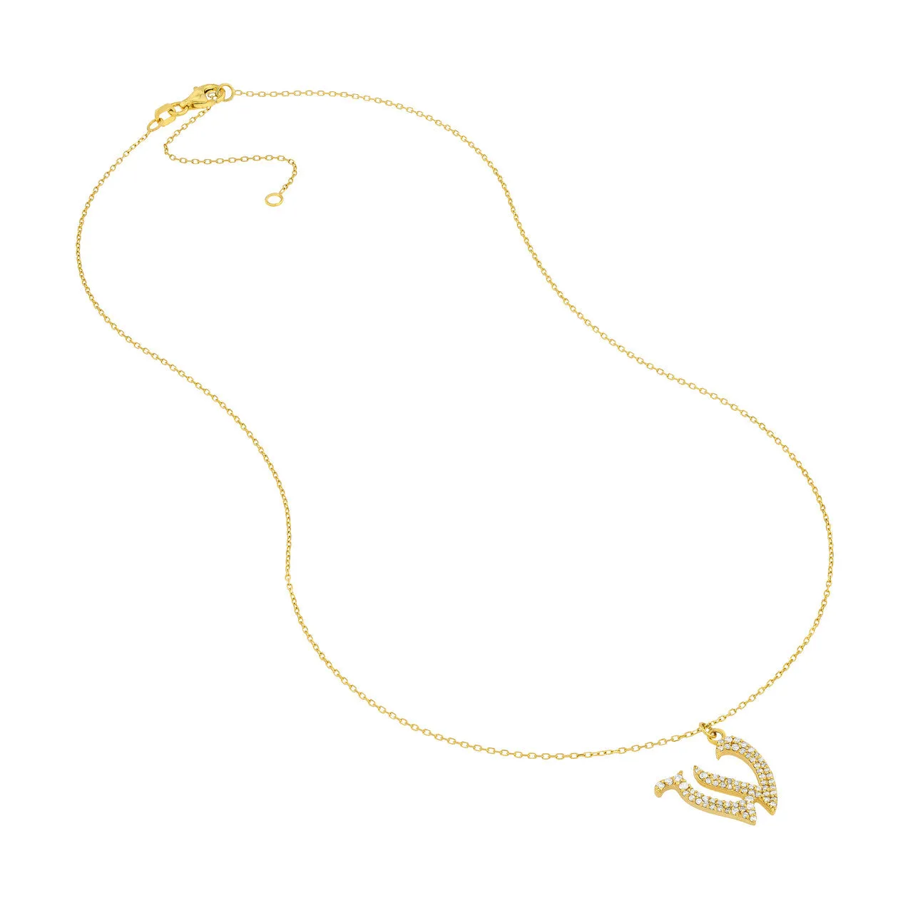 Diamond Gothic 'W' Necklace