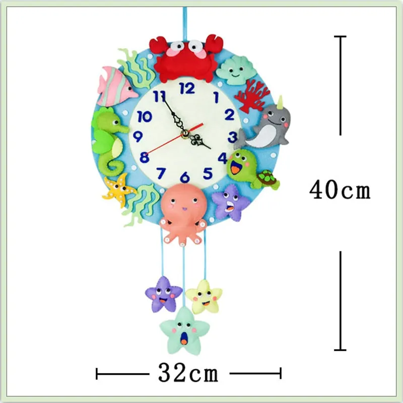 DIY Kit Felt Sea world Wall Clock Decor - Sea World Vegetables