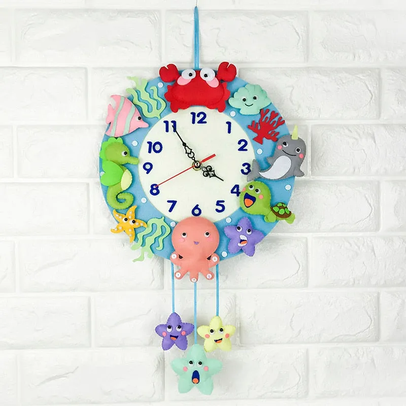 DIY Kit Felt Sea world Wall Clock Decor - Sea World Vegetables