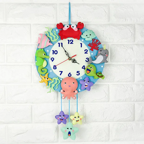DIY Kit Felt Sea world Wall Clock Decor - Sea World Vegetables
