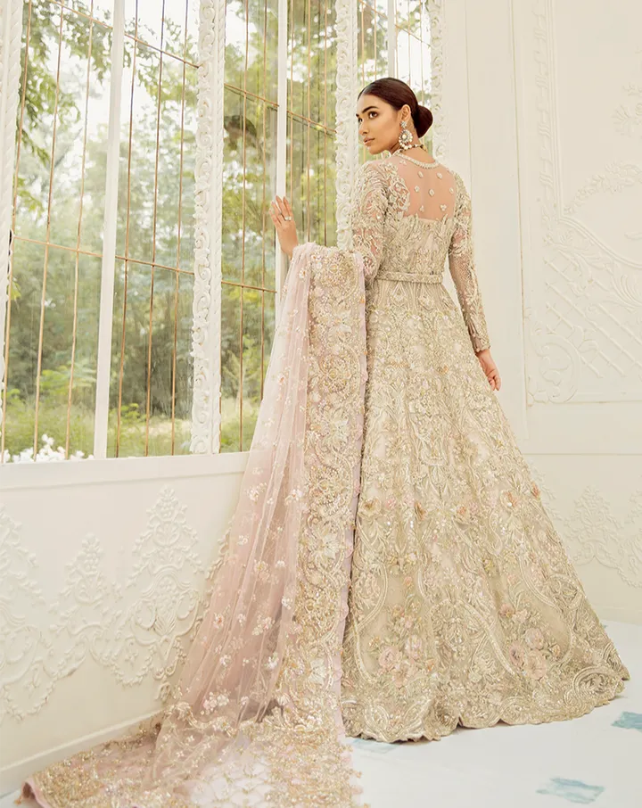Embellished Gold Lehenga Bridal Gown for Wedding Wear
