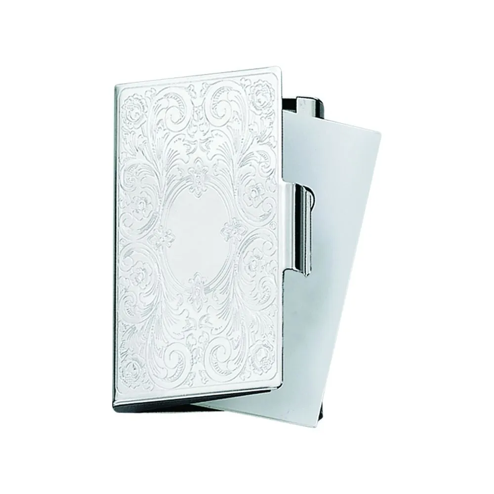 Embossed Scroll Silver Business Card Case