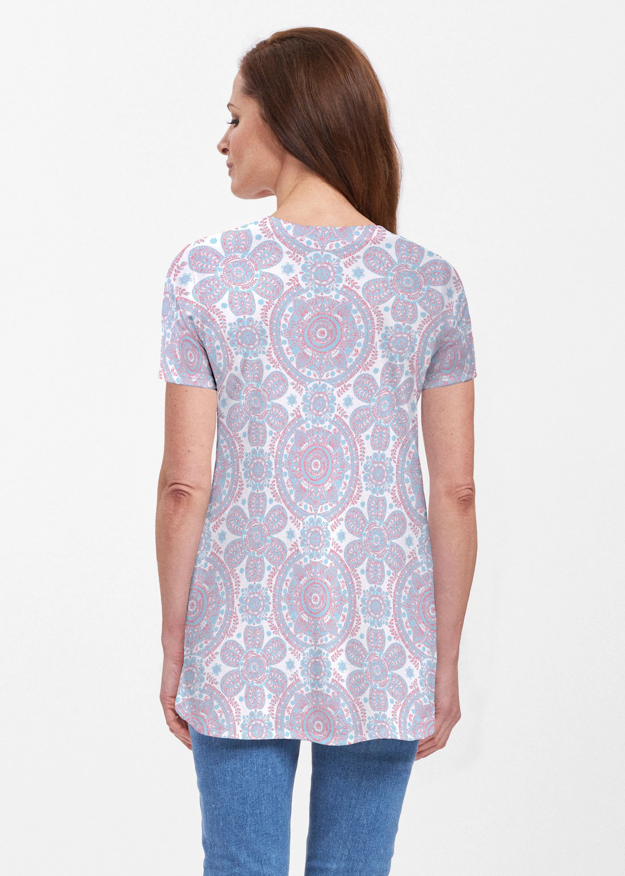 Etched Mod Blue (8033) ~ Short Sleeve Butterknit tunic