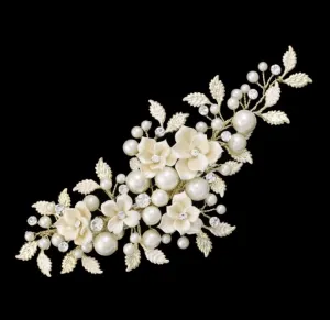 Evie - Flower, Leaf and Pearl Hair Clip