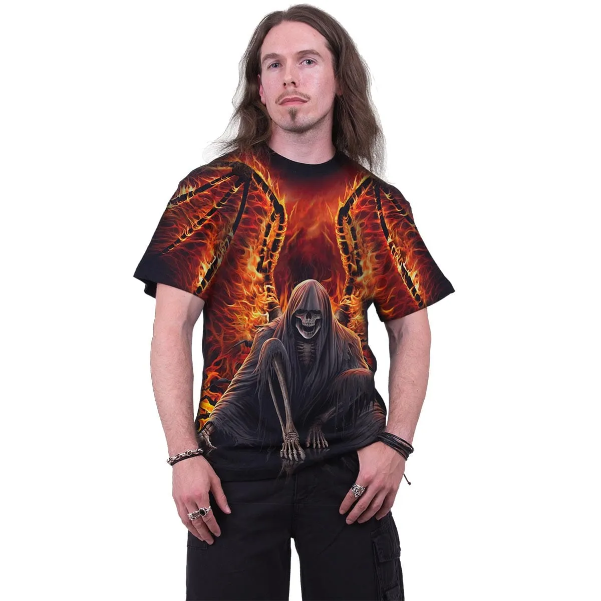 FLAMING DEATH - Allover T-Shirt Black