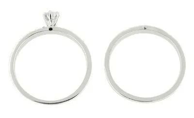 Floral Antique Finish Wedding Set in 14 Karat White Gold