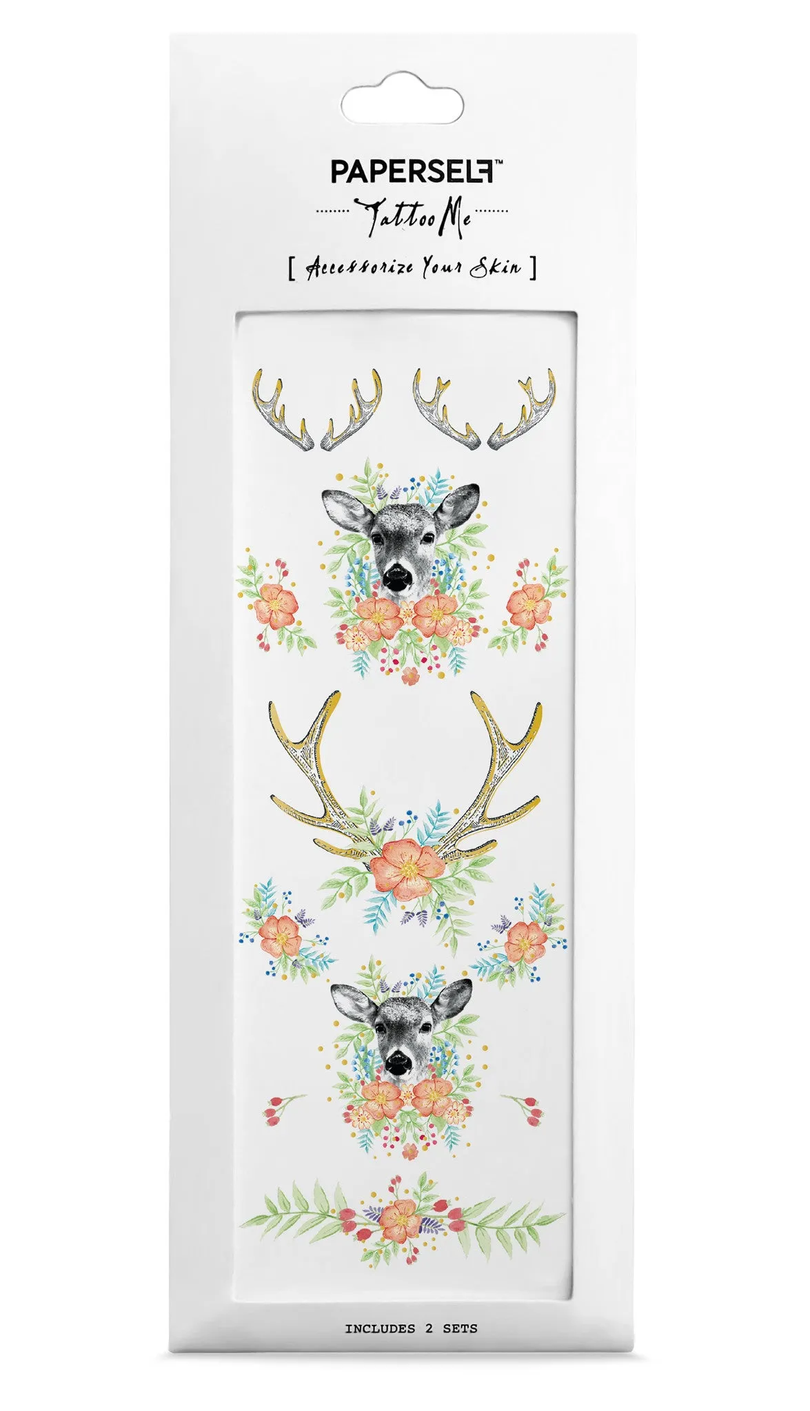 Floral Fawn Temporary Tattoo